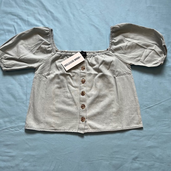 NWT Lumiere X Urban Outfitters Denim Button Up Blouse - Picture 1 of 5